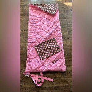 GUC PBT Pink/Brown Polka Dot Sleeping Bag & Sham PERSONALIZED “Karli”